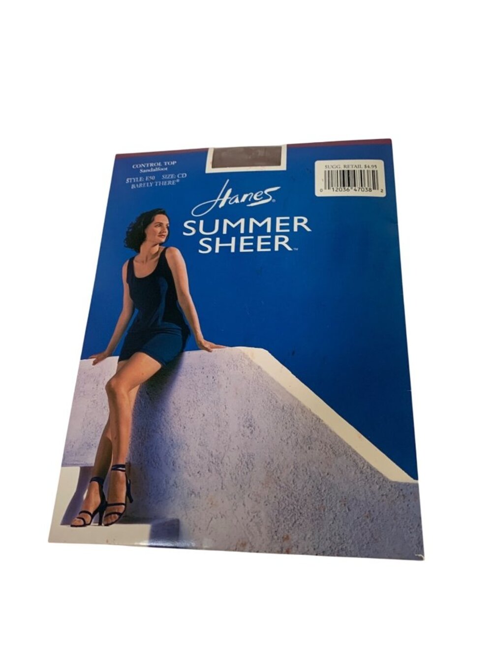 New Hanes Control Top Size CD E50 Sandalfoot Summer Sheer Pantyhose 1996 Vintage